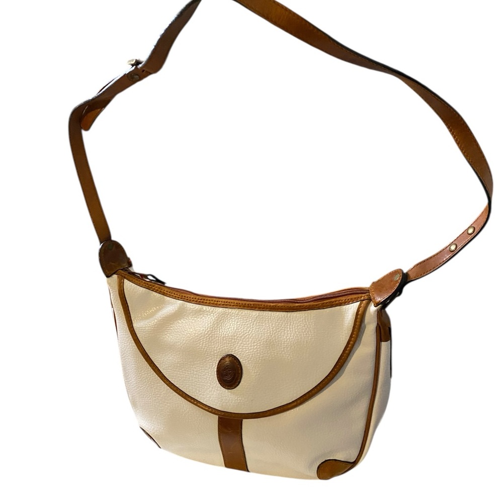 Elegant Cream and Brown Shoulder Bag